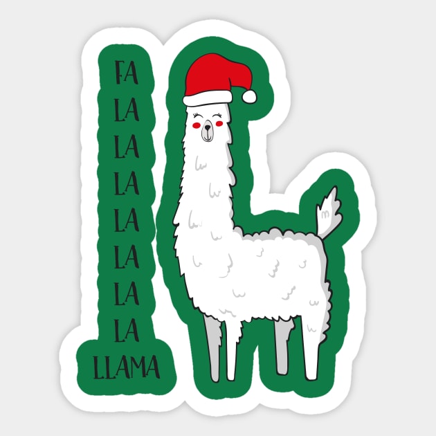 Fa La La La La La Llama- Funny Llama Christmas Gift Sticker by Dreamy Panda Designs